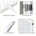 Freestanding Pet Gate for Dogs | 4-Panel Wooden Safety Fence | 27.6" Tall x 80" Wide