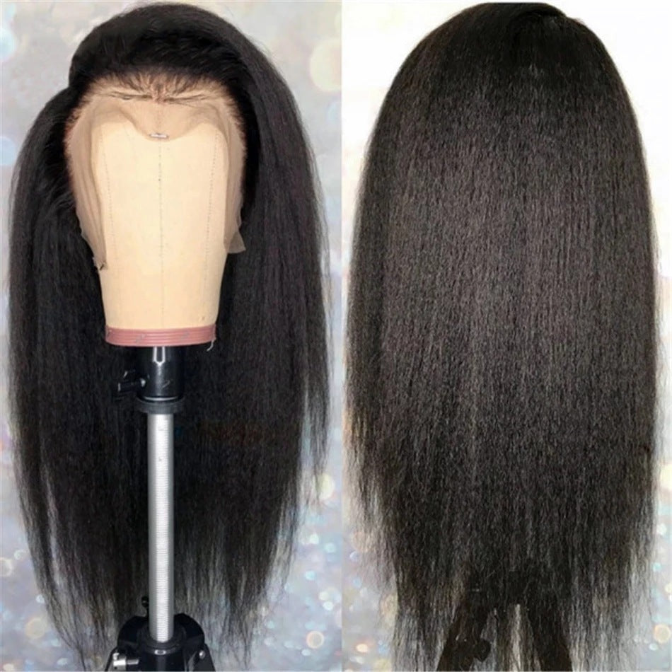 Long Straight Black Wig with Bangs | Heat Resistant Synthetic Fiber