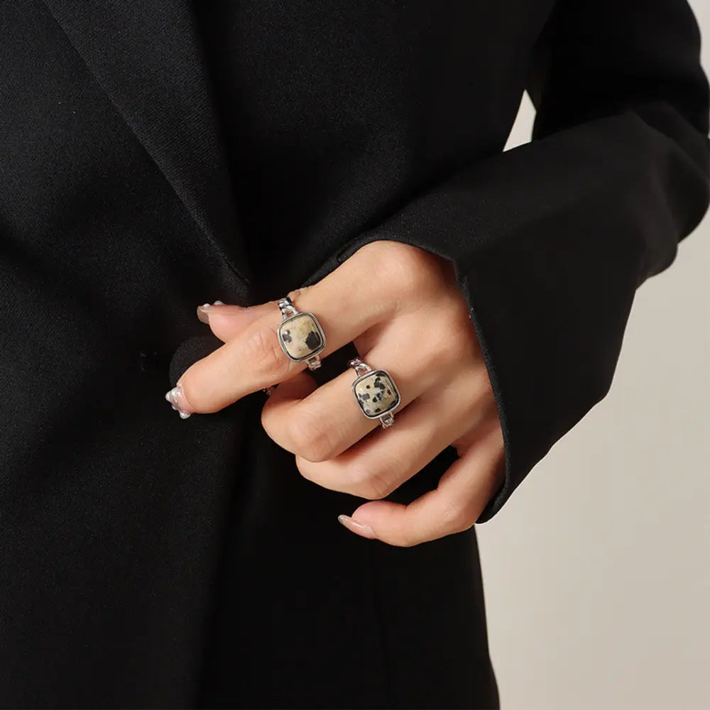 Raw Gemstone Ring | 18K Gold-Plated Titanium Steel