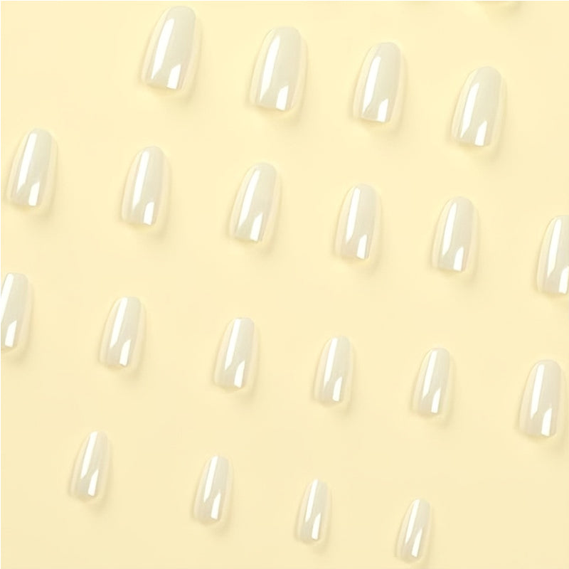 Aurora White Press-On Nails | 24-Piece Long Square Fake Nail Set