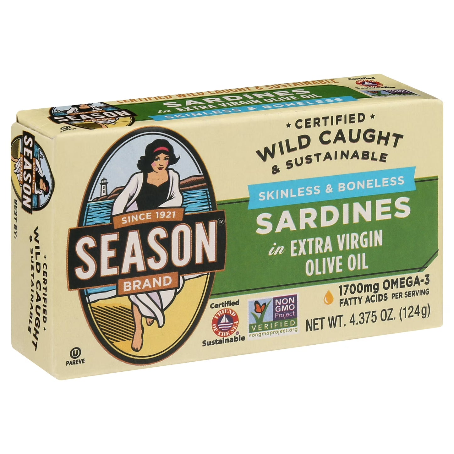 Season Brand Sardines Skinless & Boneless in Extra Virgin Olive Oil 4.375oz