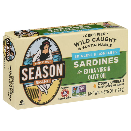 Season Brand Sardines Skinless & Boneless in Extra Virgin Olive Oil 4.375oz