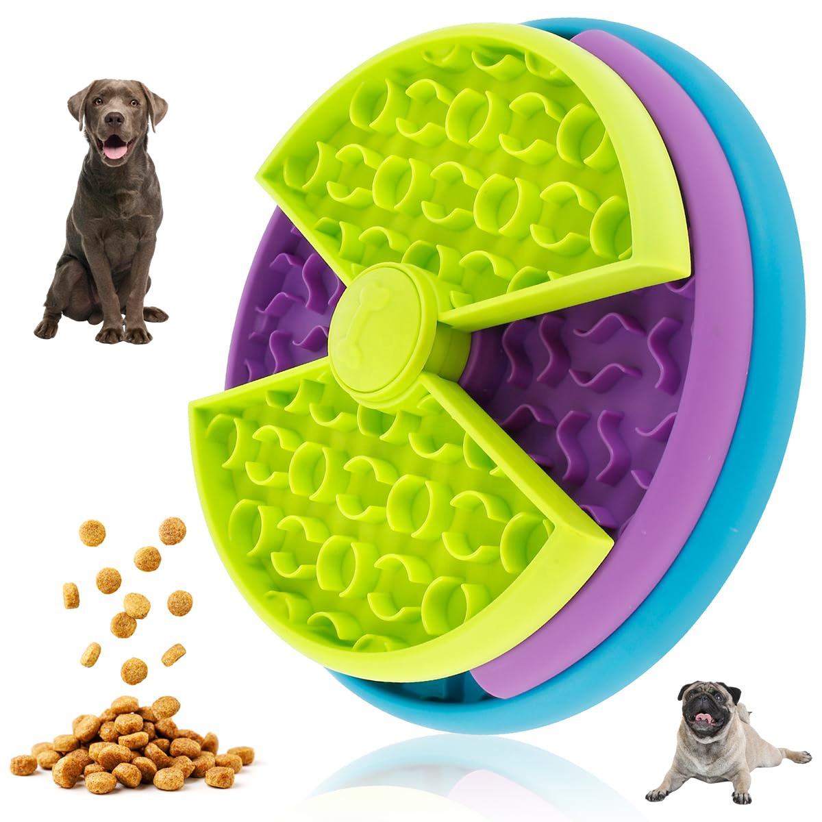 3-in-1 Slow Feeder Dog Bowl - Anti-Choke Puzzle Feeder with Lick Mat for Medium & Large Dogs