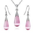Moonstone Teardrop Necklace & Earring Set | 14K White Gold Plated | Women's Jewelry