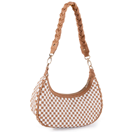 Woven Vegan Leather Hobo Bag - Soft Braided Tote with Spacious Interior