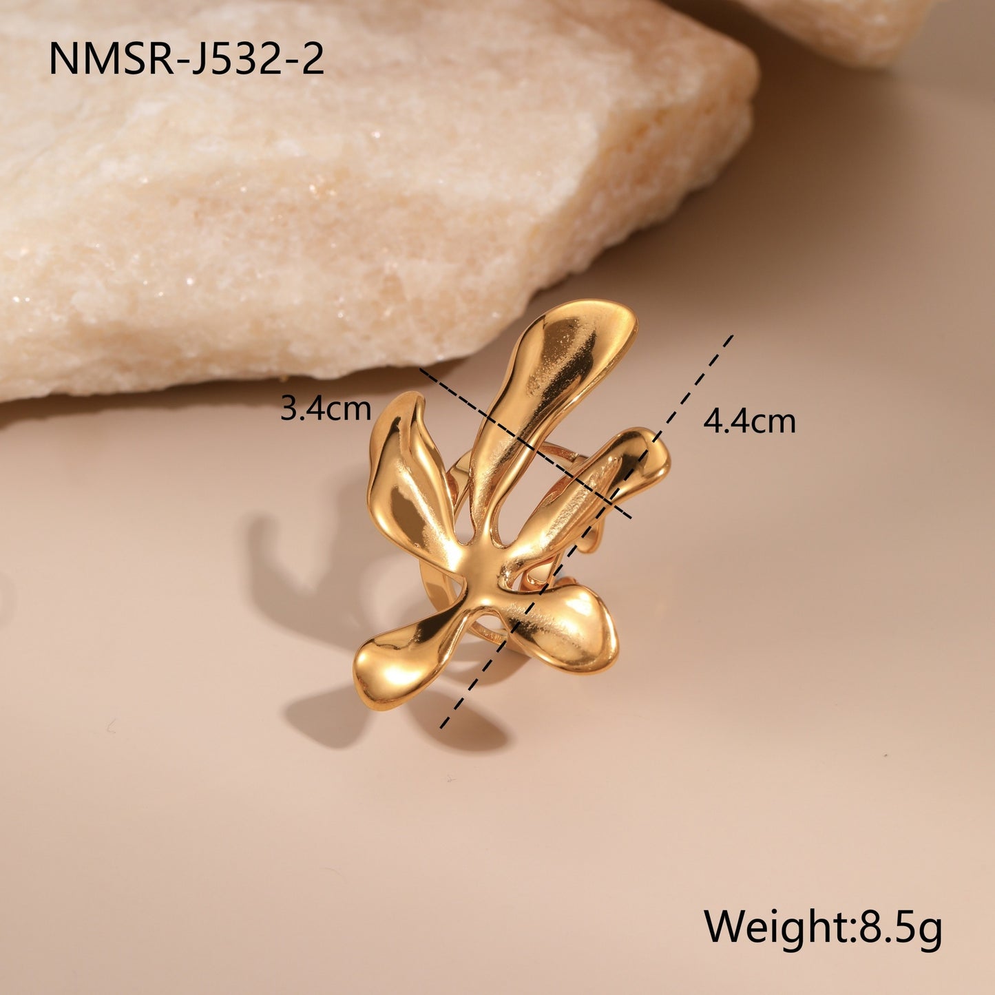 18K Gold Plated Flower Jewelry Set | Necklace, Earrings & Ring for Women