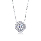 1 Carat Moissanite Pendant Necklace | Sterling Silver Four Leaf Clover