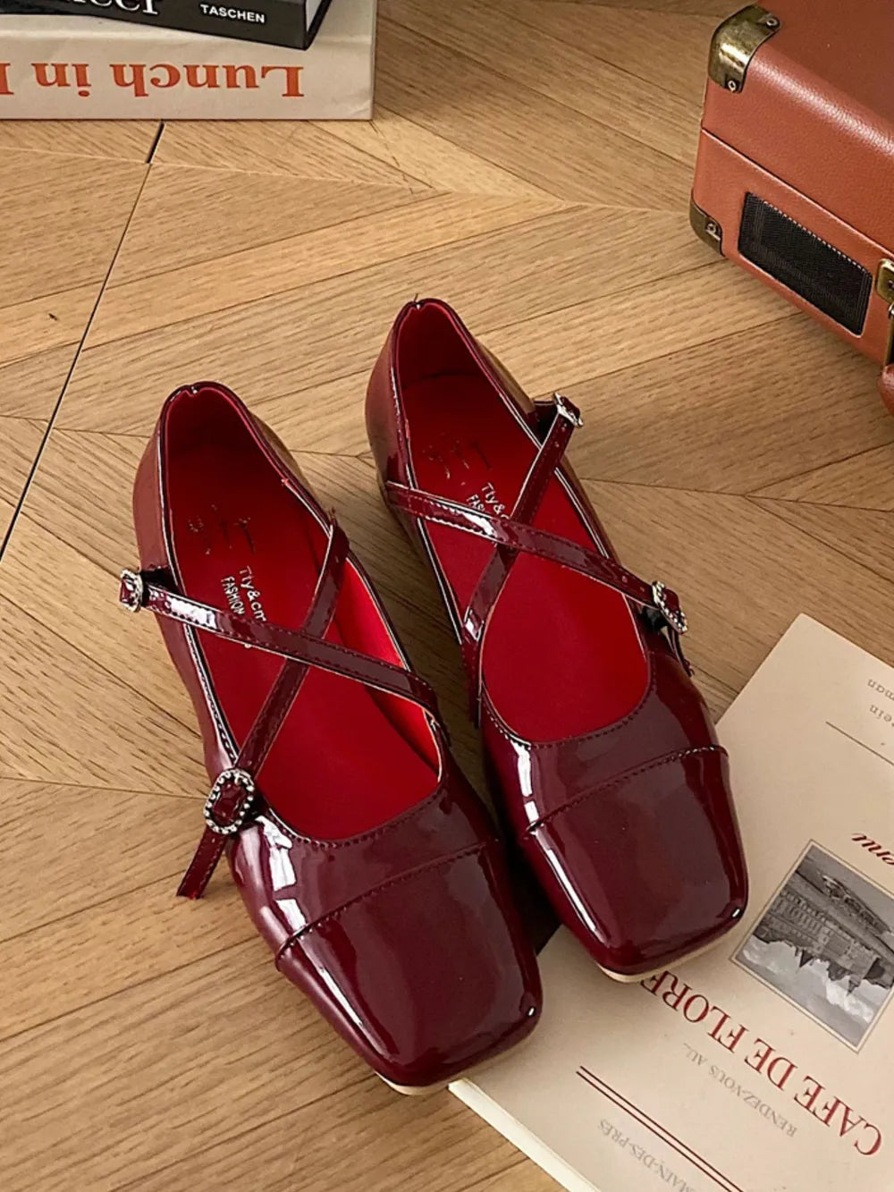 Women's Square Toe Block Heel Mary Jane Shoes | PU Leather Low Heel Strap Shoes