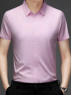 Men's Short Sleeve Button-Up Shirt – Soft Cotton Blend Casual Top