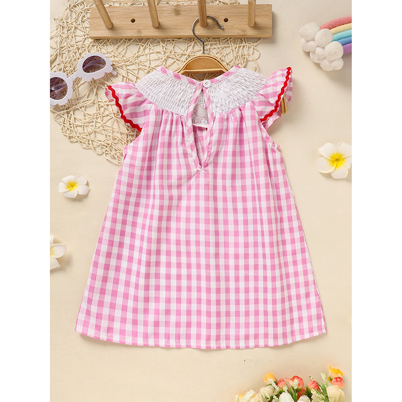Baby Girl Valentine's Day Smocked Dress – Pink Plaid Heart Embroidery