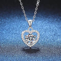Moissanite Heart Pendant Necklace Set | S925 Sterling Silver & Platinum Plating