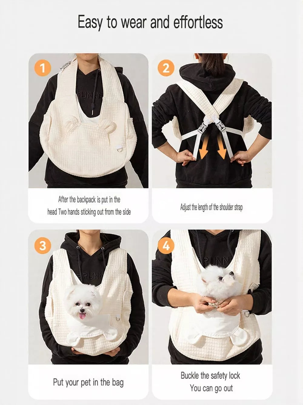 Quilted Pet Carrier Sling Bag – Hands-Free Travel Bag for Small Dogs & Cats