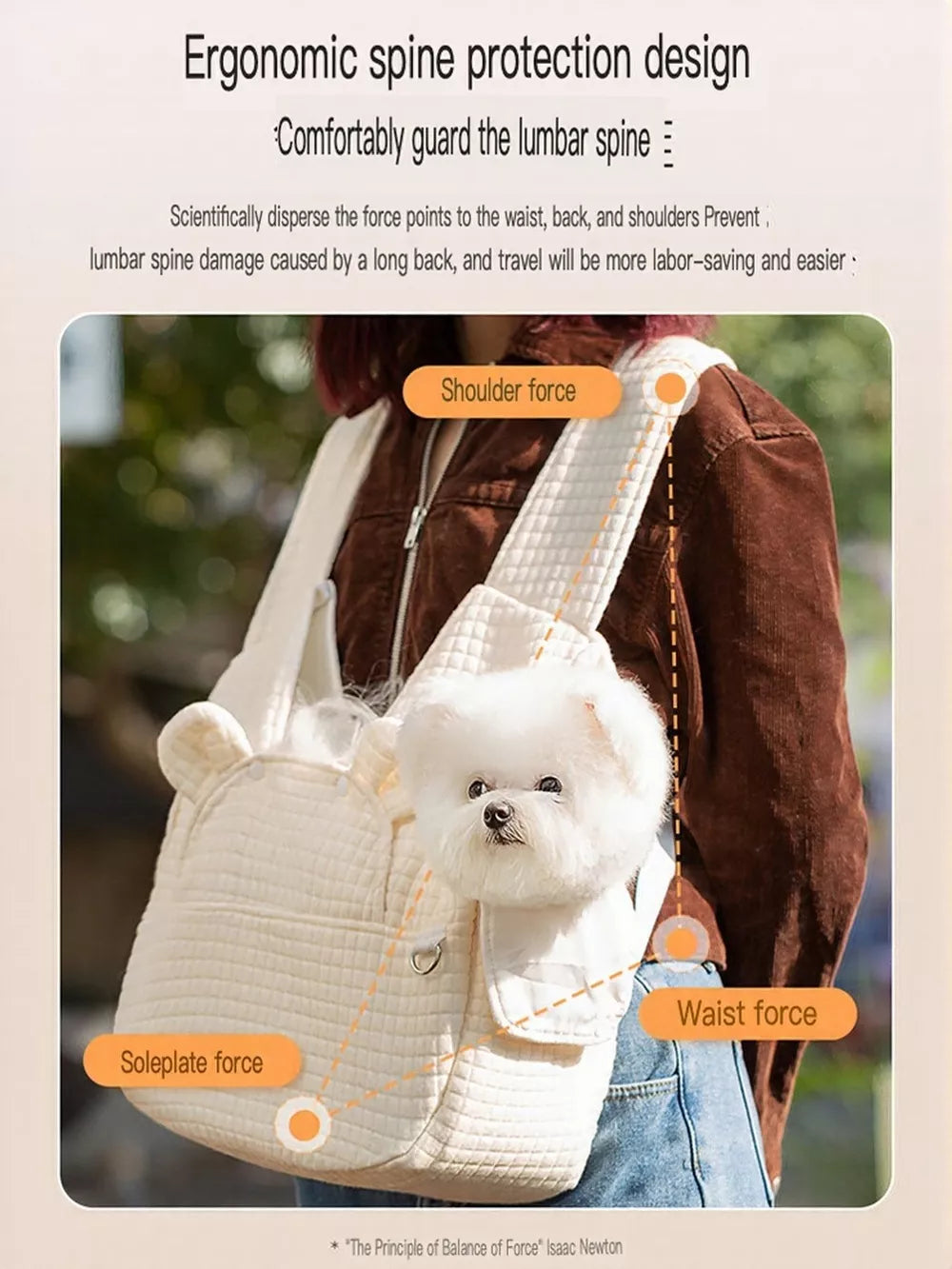 Quilted Pet Carrier Sling Bag – Hands-Free Travel Bag for Small Dogs & Cats