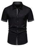 Men's Slim Fit Short Sleeve Button-Up Shirt – Cotton Blend Tailored Top