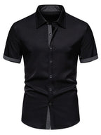 Men's Slim Fit Short Sleeve Button-Up Shirt – Cotton Blend Tailored Top