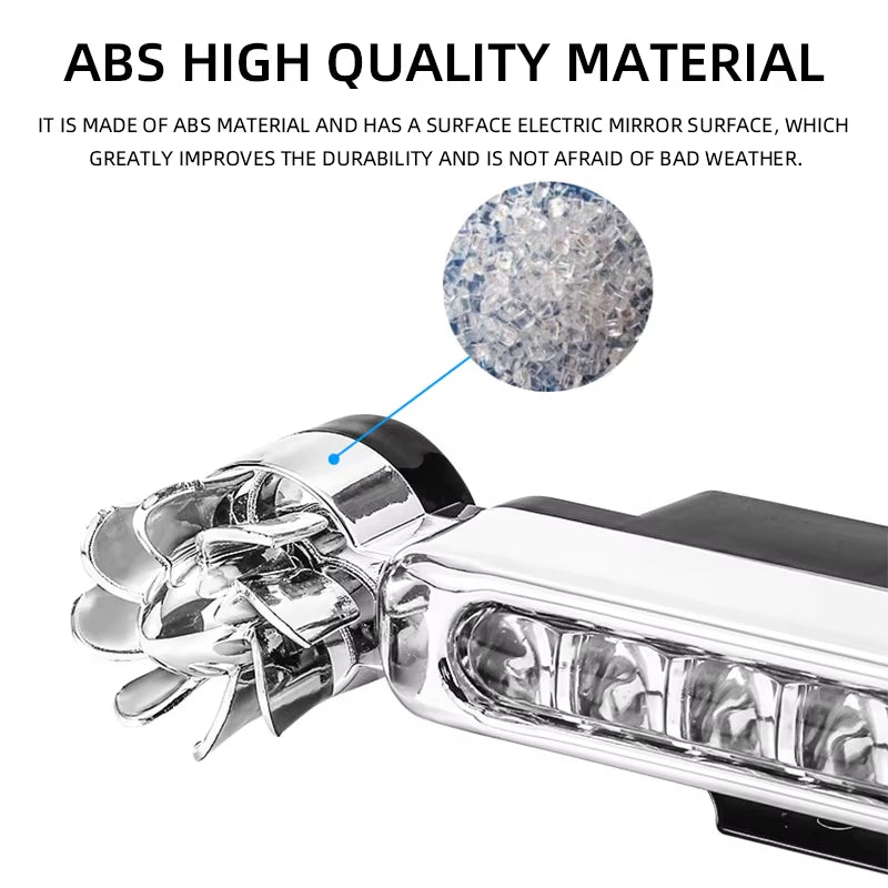 2Pcs Car LED Daytime Headlight with Wind Powered Fan Floodlights Auxiliary Lighting Motorcycle Lamp for Enhanced Visibility
