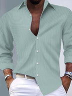 Men's Plus Size Striped Button-Up Long Sleeve Shirt – Big & Tall