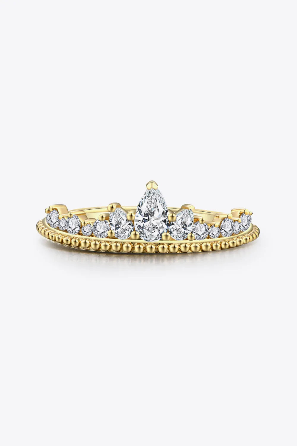 Crown Shape Moissanite Ring – Sterling Silver & 18K Gold-Plated