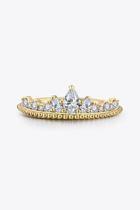 Crown Shape Moissanite Ring – Sterling Silver & 18K Gold-Plated
