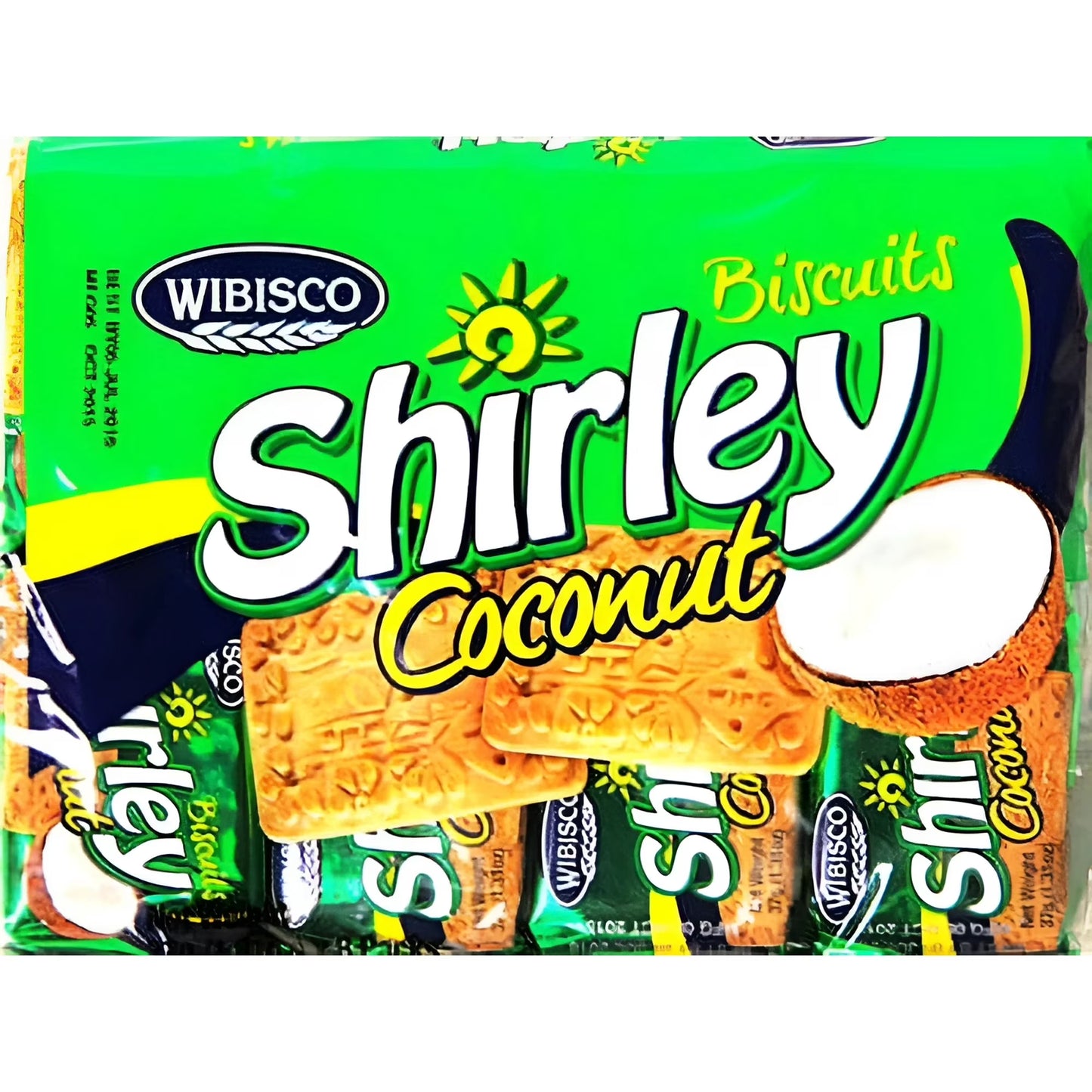 Wibisco Shirley Coconut Biscuits, 1.31 oz – 8 Count | Classic Caribbean Coconut Snack