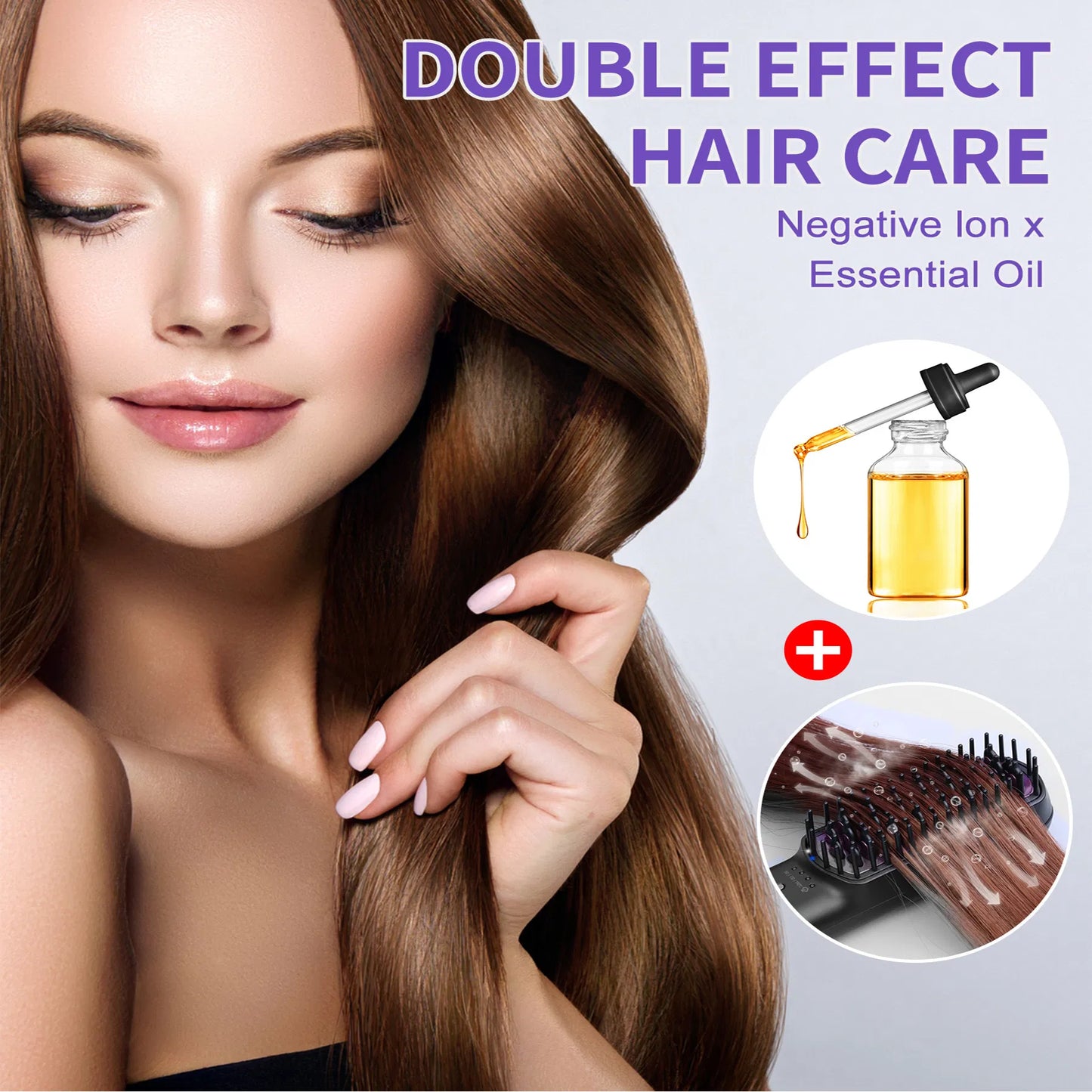 Steam Hair Straightener Brush – Ionic Ceramic Anti-Frizz Straightening Comb with Auto Shut-Off & Dual Voltage