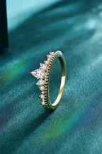 Crown Shape Moissanite Ring – Sterling Silver & 18K Gold-Plated
