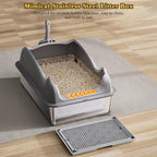 Premium Stainless Steel Cat Litter Box - Extra Large, Rust-Proof & Odor-Free