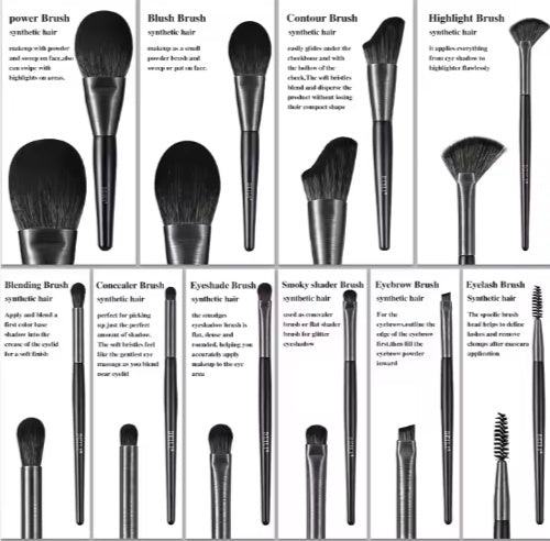 10-Piece Professional Makeup Brush Set | Natural Hair & Wood Handles