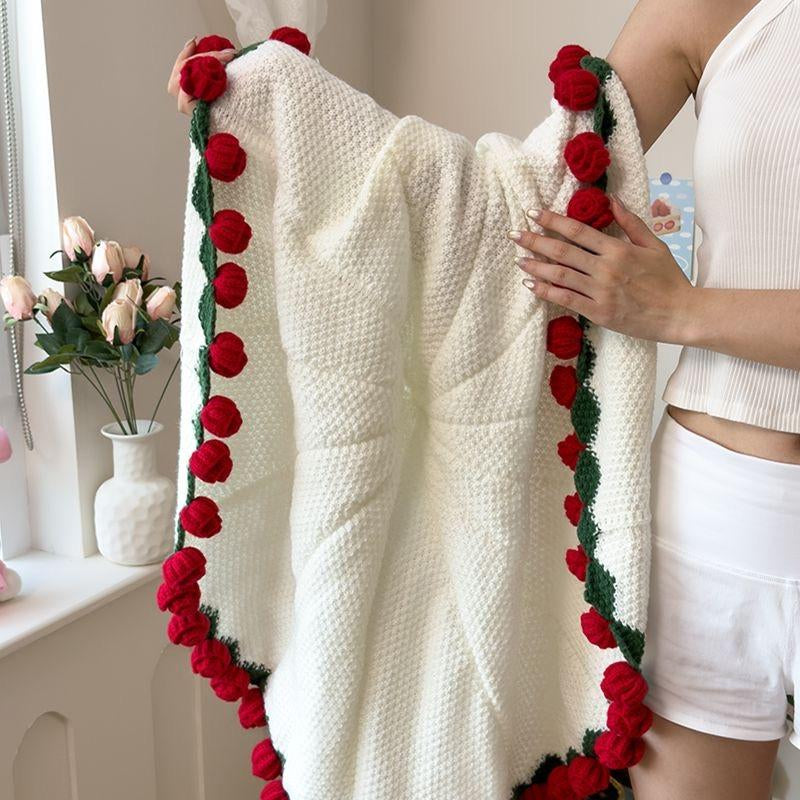 Rose Hand-Woven Blanket, Pure Handmade Blanket, Can Be Turned into a Bouquet of Roses Blanket,A Gift for the Object, Mother, Elders, a Special Gift