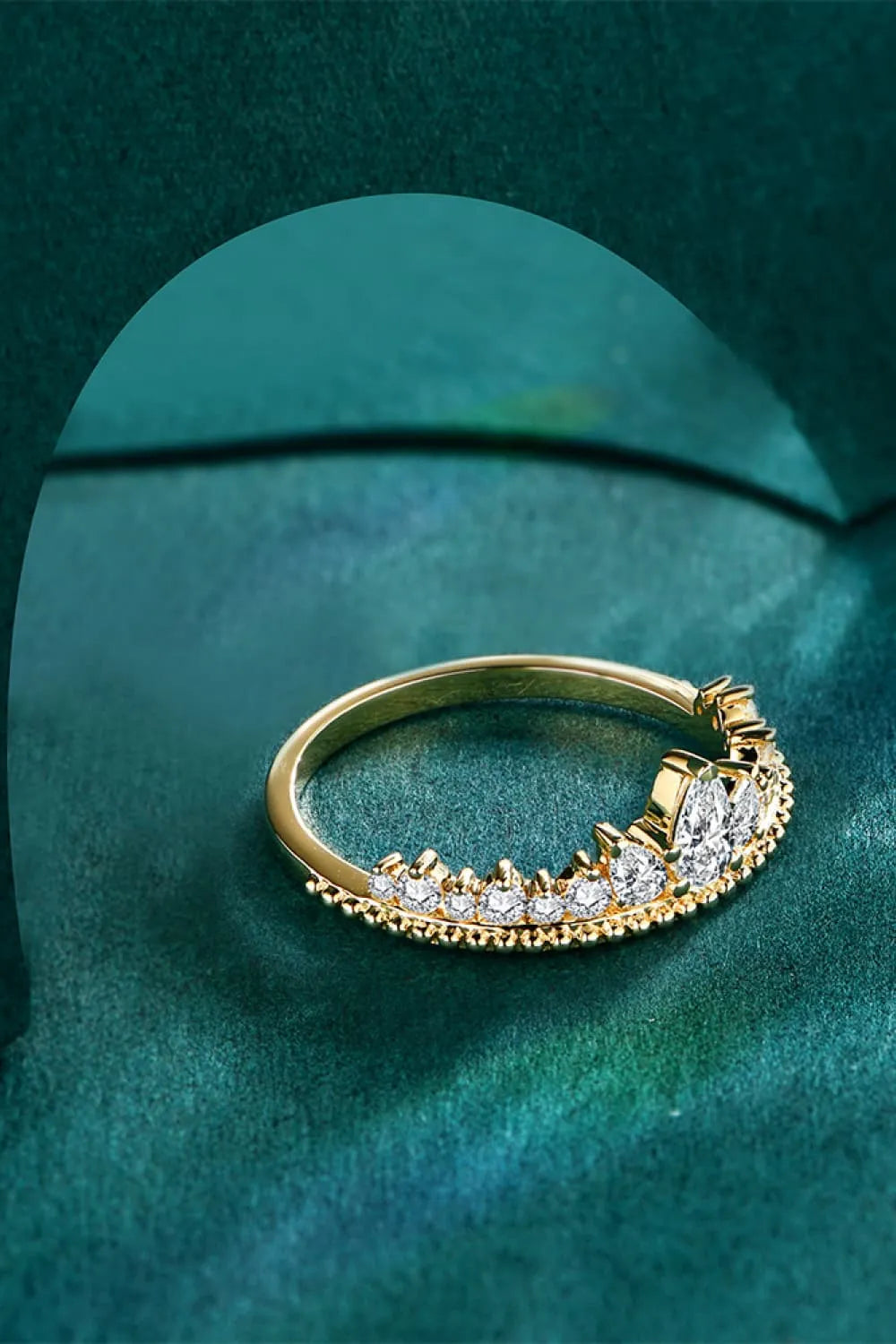Crown Shape Moissanite Ring – Sterling Silver & 18K Gold-Plated