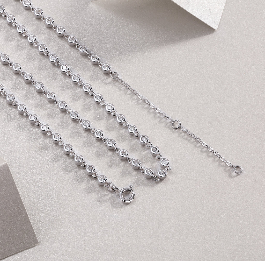 Heart-to-Heart Moissanite Pendant Necklace Set - S925 Sterling Silver