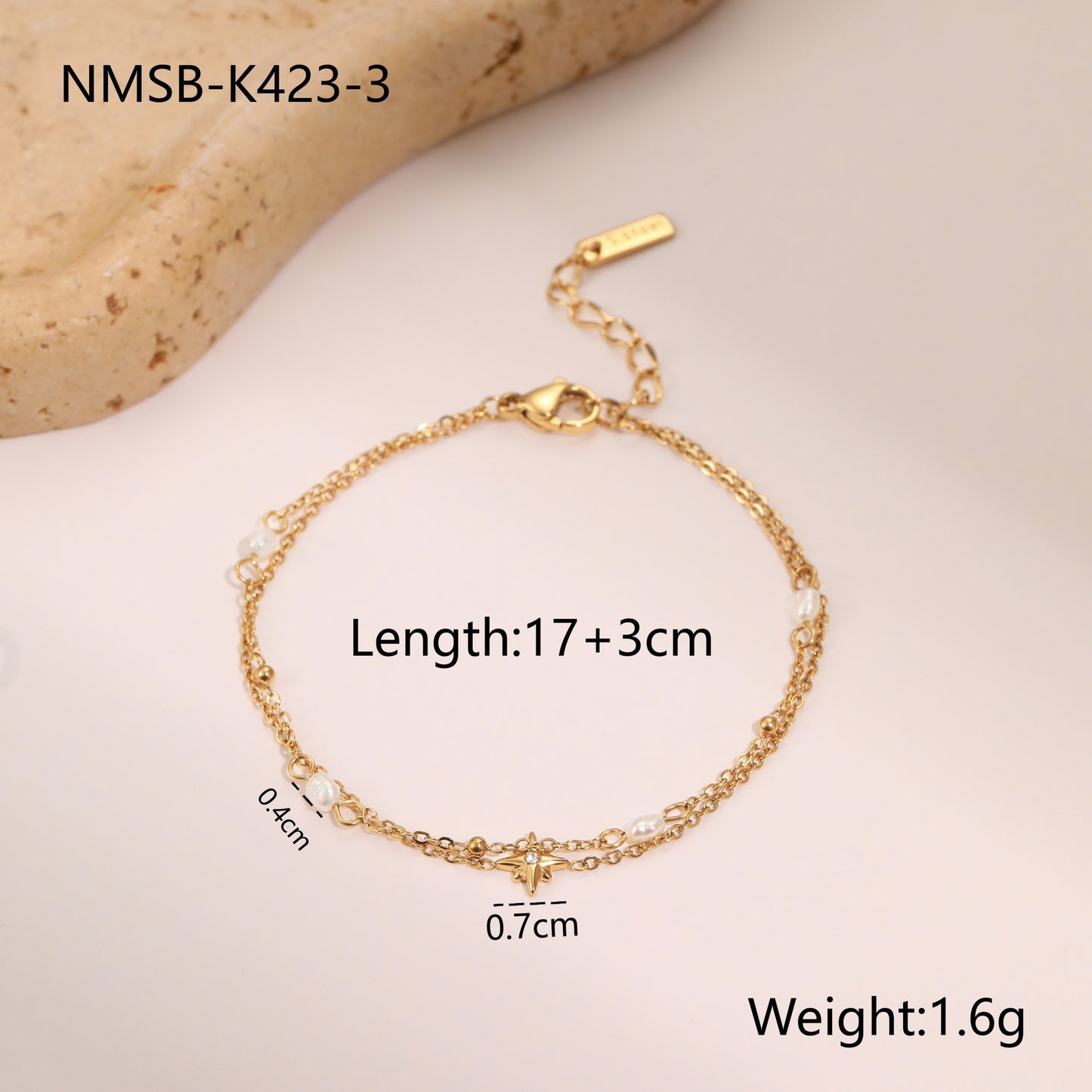 18K Gold Plated Layered Star Necklace – Pearl & Crystal Accents | Women's Jewelry