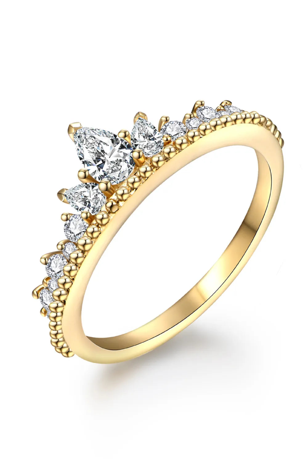 Crown Shape Moissanite Ring – Sterling Silver & 18K Gold-Plated