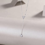 Moissanite Tassel Pendant Necklace Set | S925 Sterling Silver & Platinum Plated