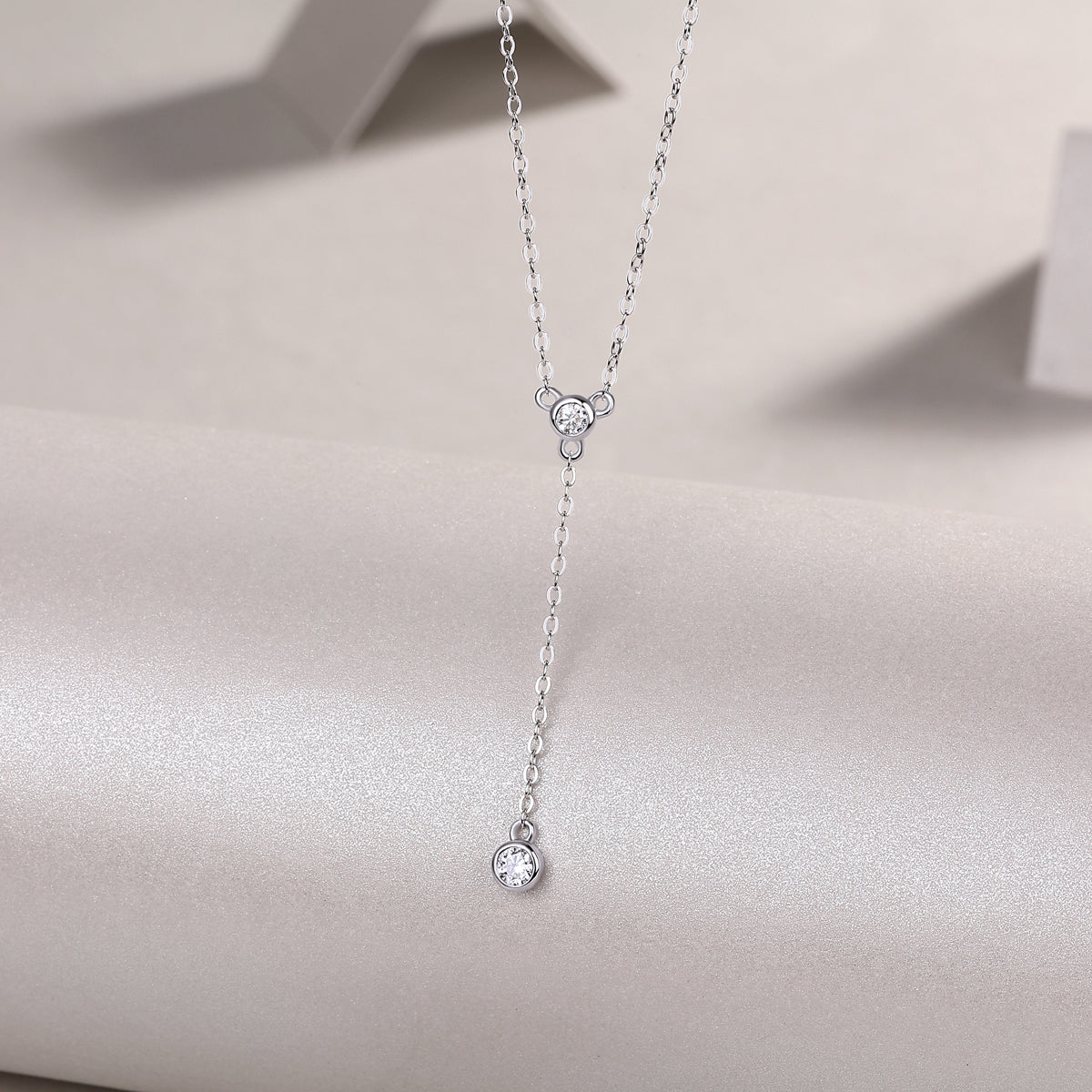 Moissanite Tassel Pendant Necklace Set | S925 Sterling Silver & Platinum Plated