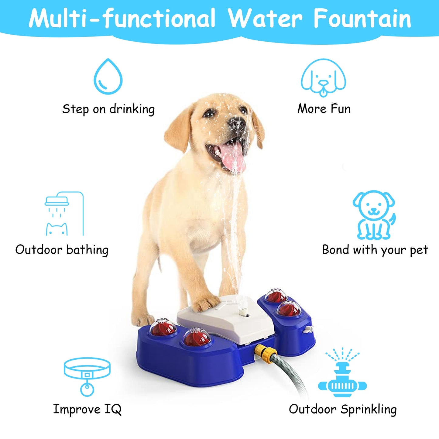 Outdoor Dog Water Fountain - Step-Activated Automatic Pet Drinking & Sprinkler Station