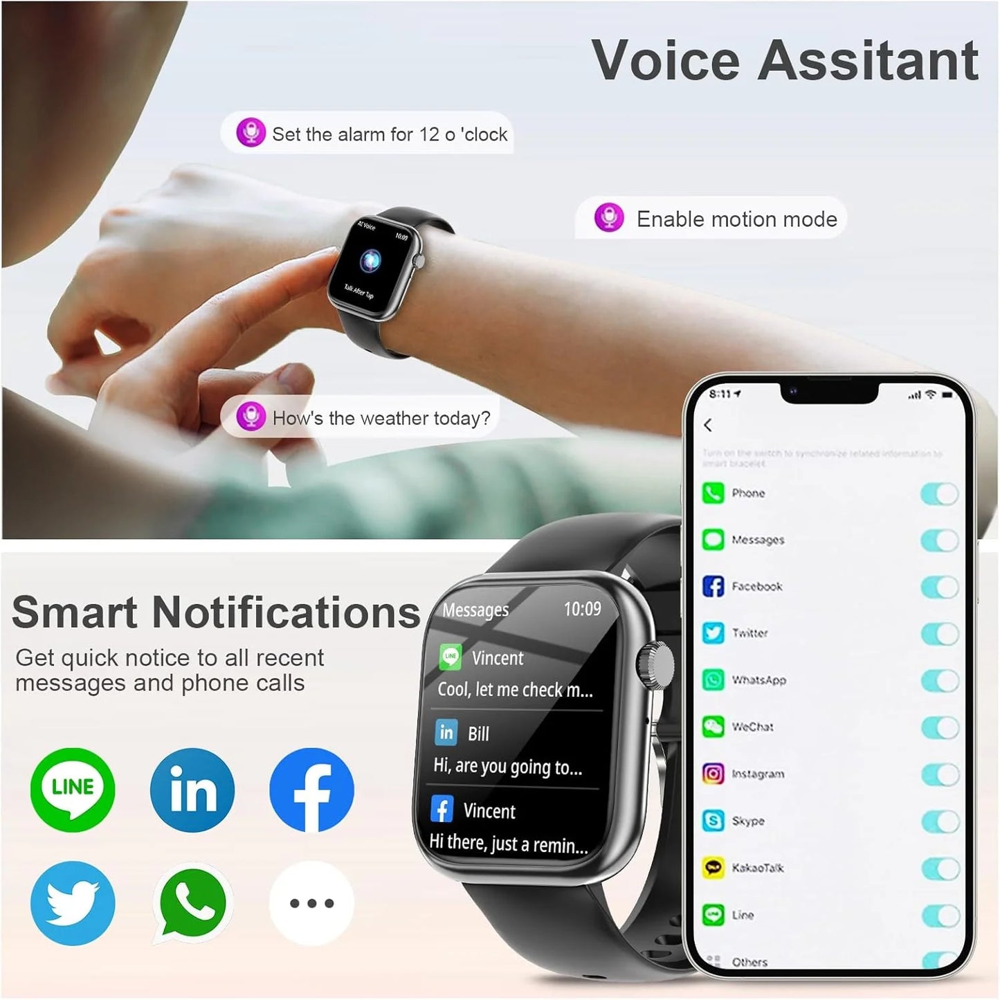 Fruit Intelligence Smart Watch Answer/Make a Call Bluetooth Smart Watch for IOS Android Men'S and Women'S Watch Black