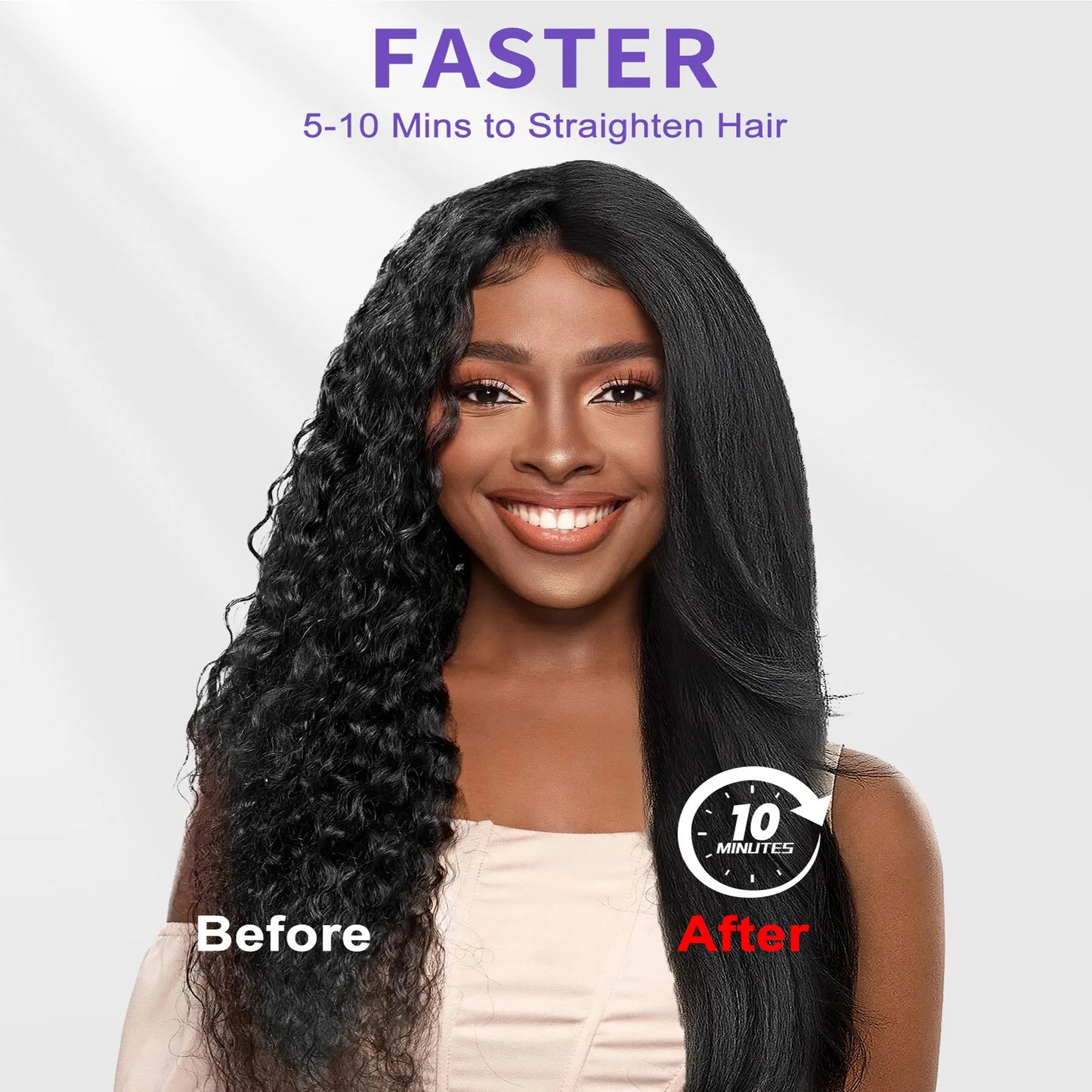 Steam Hair Straightener Brush – Ionic Ceramic Anti-Frizz Straightening Comb with Auto Shut-Off & Dual Voltage