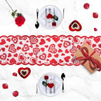 Valentine's Day Lace Heart Table Runner - 13x72 Inch