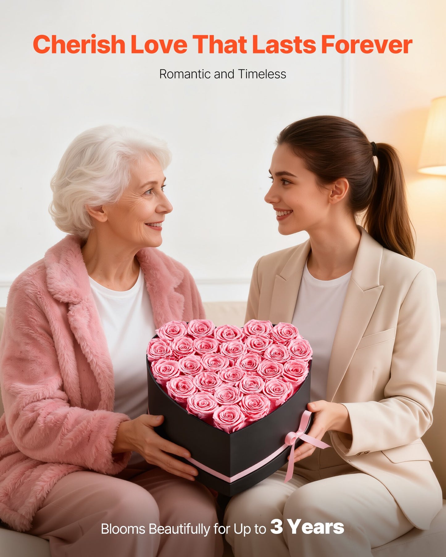 Preserved Roses Heart Box - 27 Real Forever Roses Gift for Women, Anniversary, Birthday & Valentine's Day