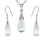 Moonstone Teardrop Necklace & Earring Set | 14K White Gold Plated | Women's Jewelry