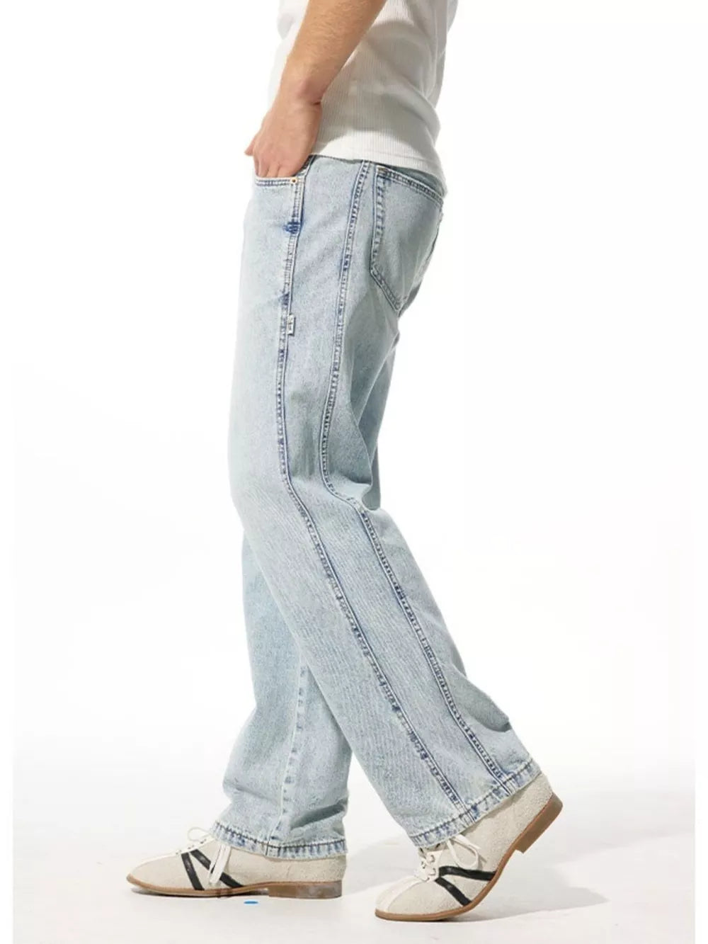 Men's Wide Leg Jeans | Cotton-Rayon Blend | Washed Finish & Slight Stretch