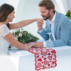 Valentine's Day Lace Table Runner - 13x72 Inch Heart Design for Wedding & Party Decor