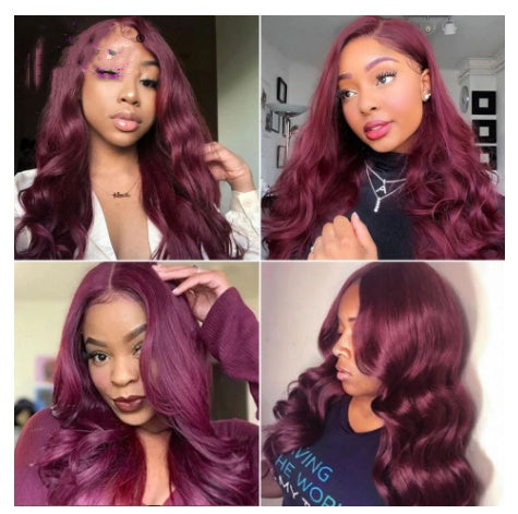 Wine Red Mid-Length Curly Wig - Heat Resistant Burgundy
