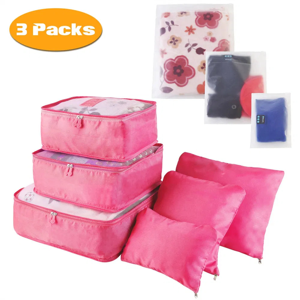 9-Piece Travel Packing Cube Set - Water-Resistant Luggage Organizer with Storage Bags