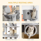 Adjustable Cat Tree Tower 94.5" – Multi-Level Climbing & Scratching Post with Hammock