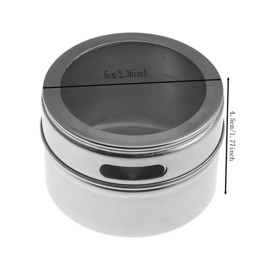 New Magnetic Spice Jar Set Stainless Steel Spice Tins Spice Storage Container Pepper Seasoning Sprays Tools with Spice Label