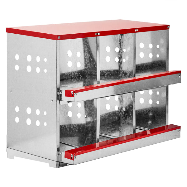 6-Compartment Chicken Nesting Box - Durable Metal Hen House with Sloped Roof & Ventilated Design