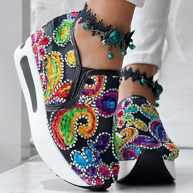 Women's Paisley Print Slip-On Sneakers - Lightweight Casual Shoes