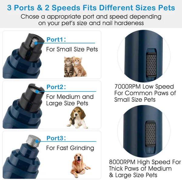 Quiet Dog Nail Grinder – USB Rechargeable, 2-Speed